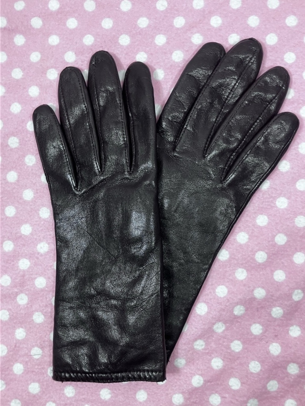 Vintage Black Leather Gloves M